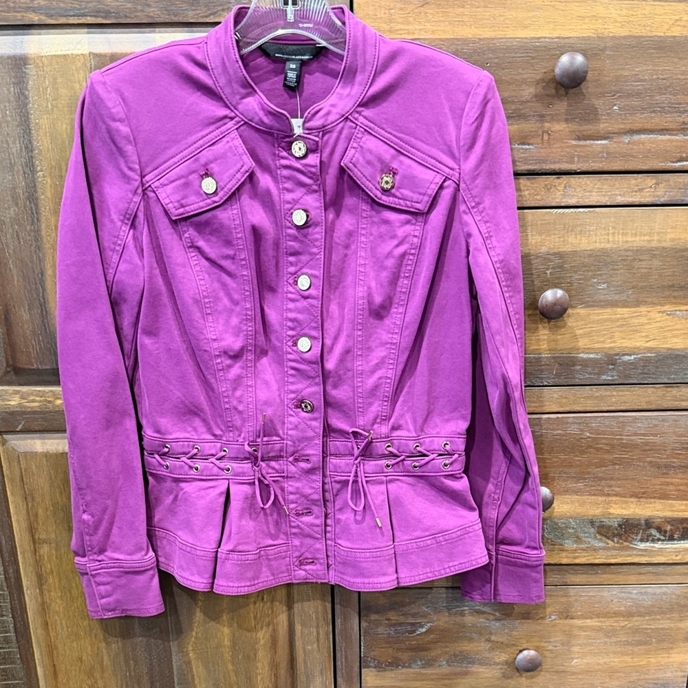 WHBM Purple Magenta Grommet Peplum Jacket